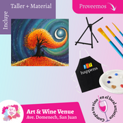 🎨Taller de arte en Art & Wine Venue 7pm -  Jueves, 24 de abril en San Juan. ¡Lleva tu vino favorito!