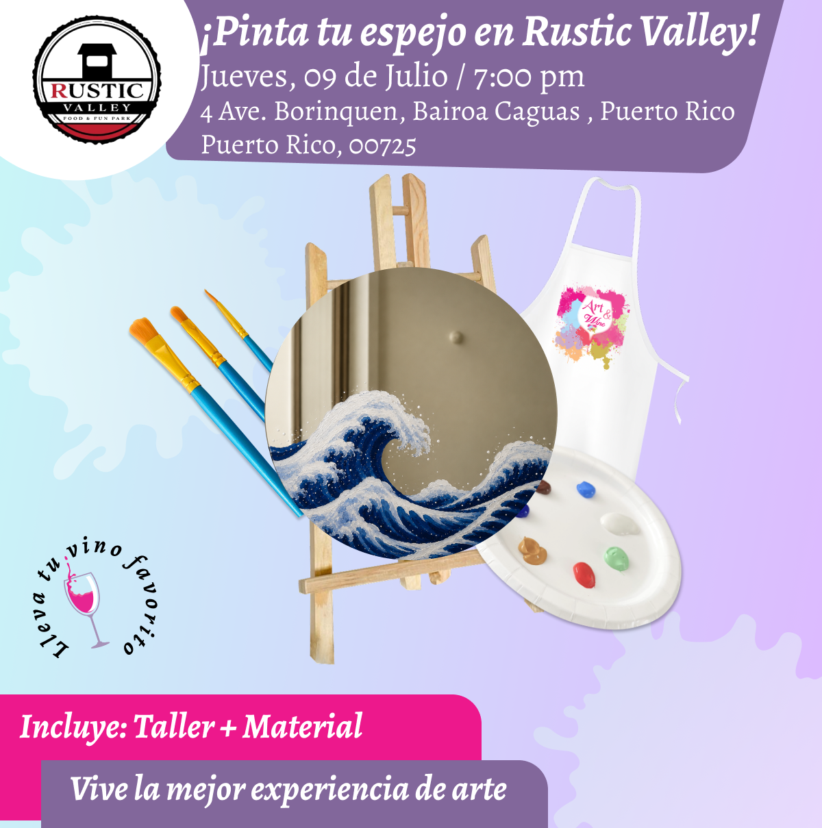 🎨¡Pinta Tu Espejo! en Rustic Valley - Caguas - 7pm - Jueves, 9 de Julio