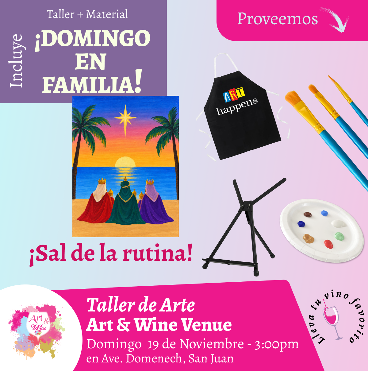 🎨¡Día en Familia!, Domingo, 29 de Noviembre 2026 a las 3pm - Art & Wine Venue, San Juan. ✨