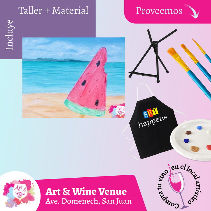 🎨Taller de arte en Art & Wine Venue 7pm -  Miércoles, 4 de Junio en San Juan. ¡Lleva tu vino favorito!