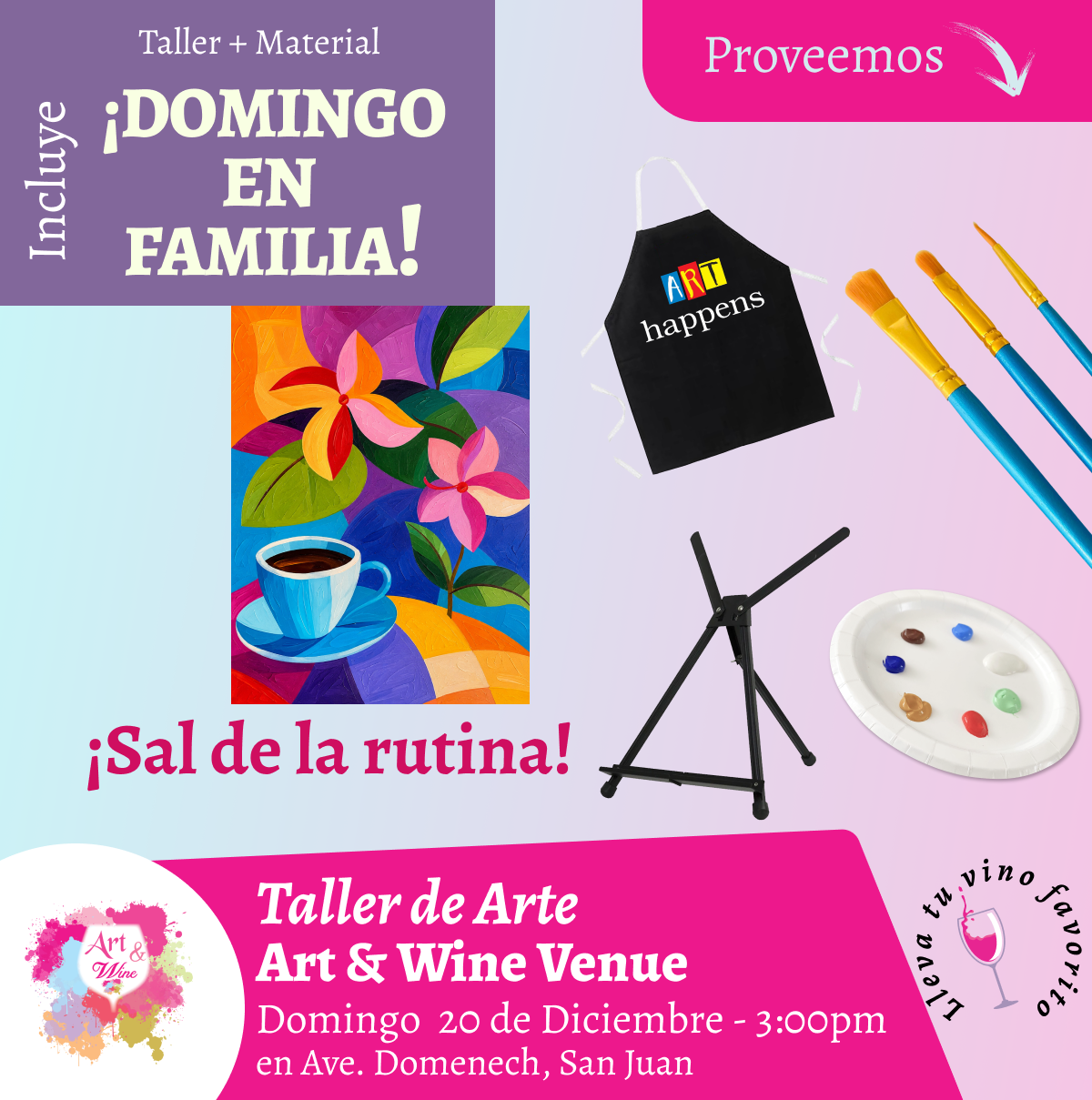 🎨¡Día en Familia!, Domingo, 20 de Diciembre 2026 a las 3pm - Art & Wine Venue, San Juan. ✨