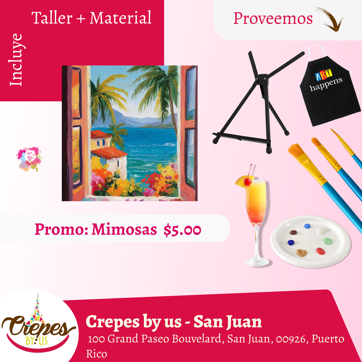 🎨Taller en ✨Crepes by us - San Juan✨ Promo en mimosas 🍹   - 3pm- Sábado,  17 de Octubre 2026
