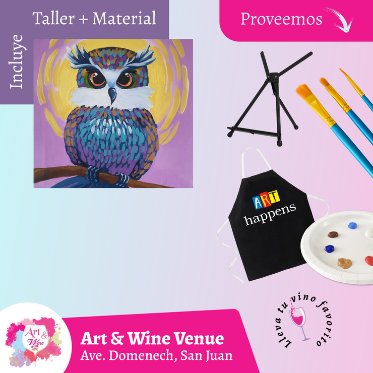 🎨Taller de arte en Art & Wine Venue 7pm - Viernes, 23 de Mayo en San Juan. ¡Lleva tu vino favorito!