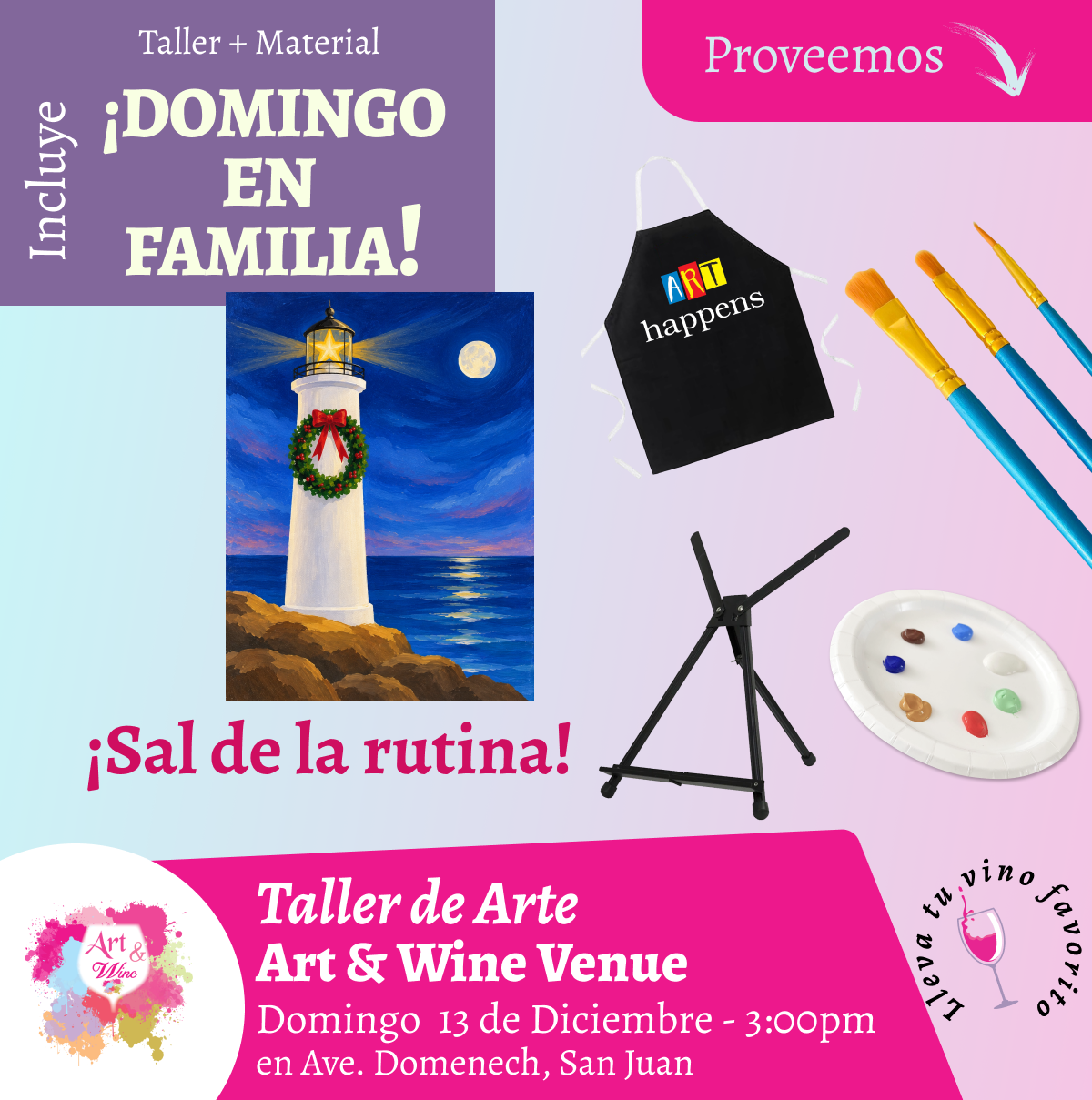 🎨¡Día en Familia!, Domingo, 13 de Diciembre 2026 a las 3pm - Art & Wine Venue, San Juan. ✨