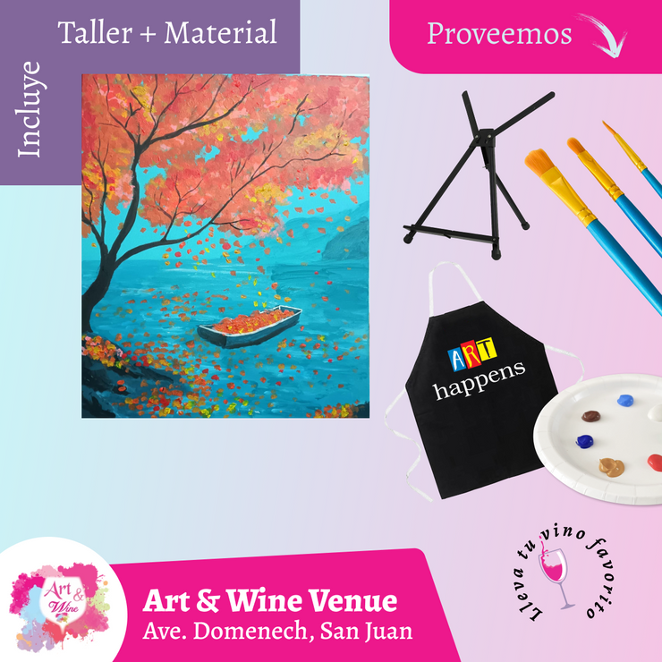 🎨¡Taller de arte en Art & Wine Venue 7pm - Jueves, 23 de octubre en San Juan. ¡Lleva tu vino favorito!