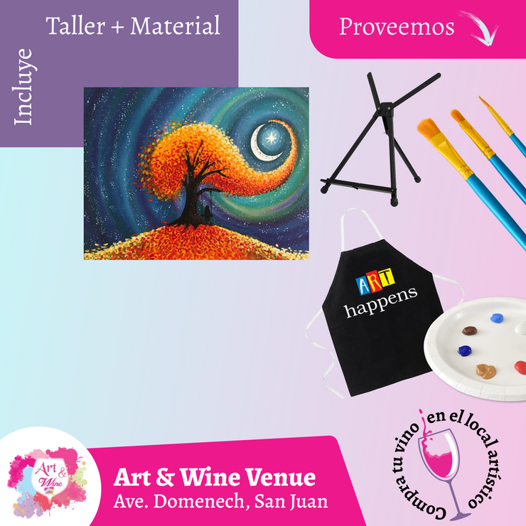 🎨Taller de arte en Art & Wine Venue 7pm -  Viernes, 6 de junio en San Juan. ¡Lleva tu vino favorito!