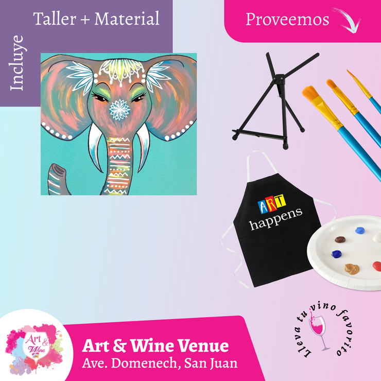 🎨Taller de arte en Art & Wine Venue 7 PM - Viernes, 27 de Junio, en San Juan. ¡Lleva tu vino favorito!