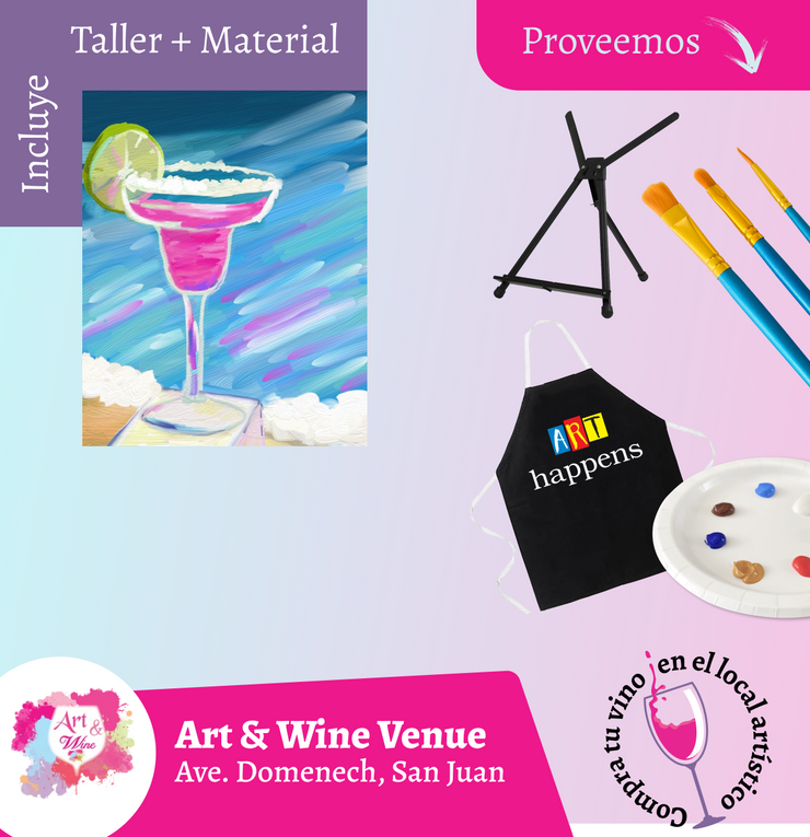 🎨Taller de arte en Art & Wine Venue 7pm -  Miércoles, 11 de Junio en San Juan. ¡Lleva tu vino favorito!