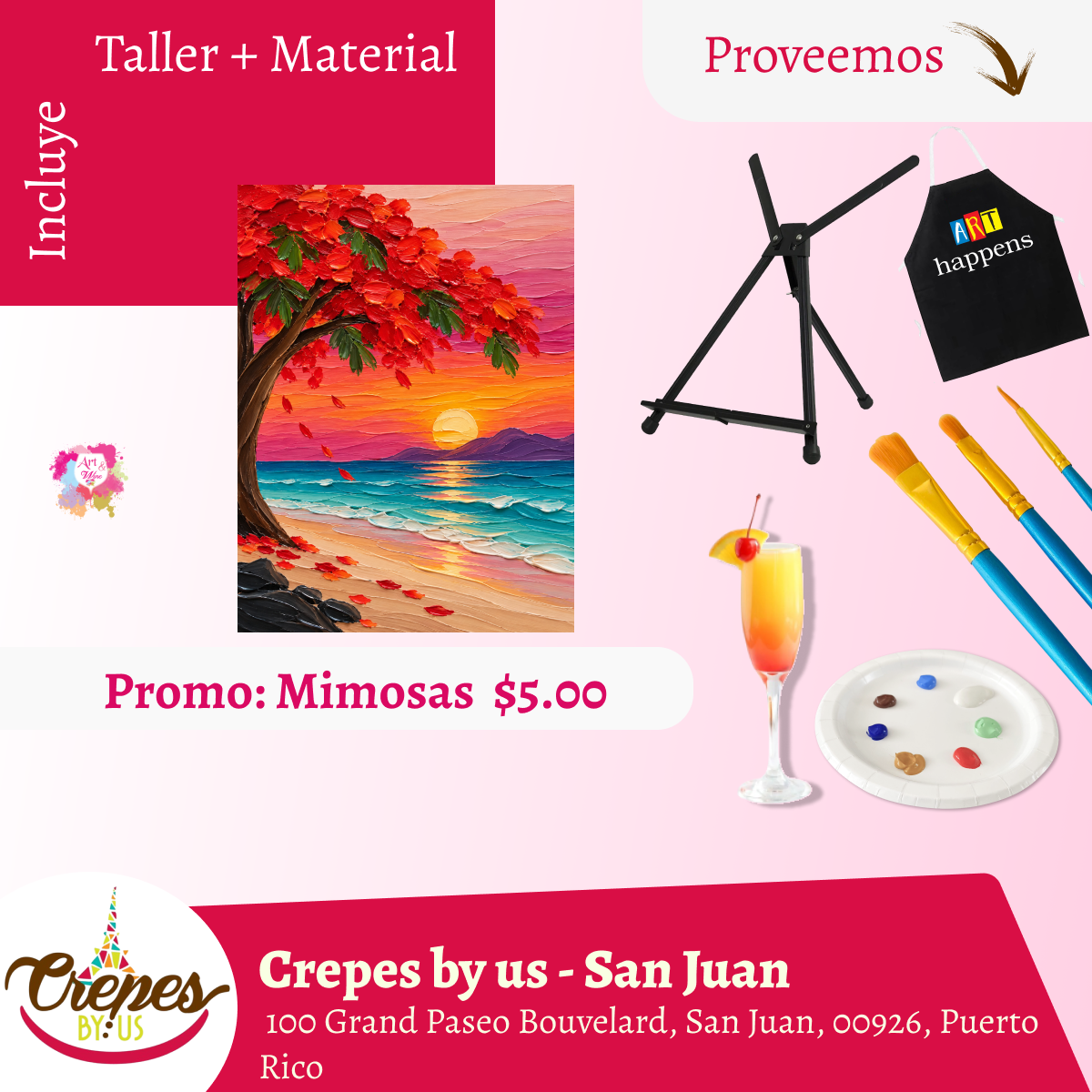 🎨Taller en ✨Crepes by us - San Juan✨ Promo en mimosas 🍹   - 3pm- Sábado,  14 de Noviembre 2026