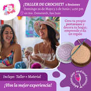 🧶¡CROCHET - PRINCIPIANTES! DOS SESIONES🧶  Teje portavasos🧋- Nuevo Taller en Art & Wine Venue - 4pm- Domingo, 26 de Mayo y 02 de Junio en San Juan