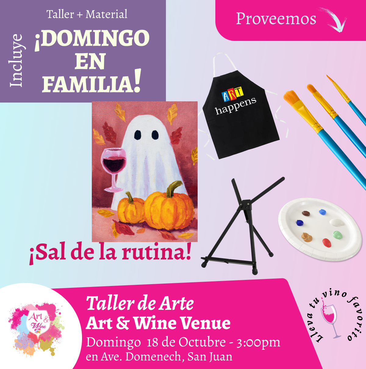 🎨¡Día en Familia!, Domingo, 18 de Octubre 2026 a las 3pm - Art & Wine Venue, San Juan. ✨