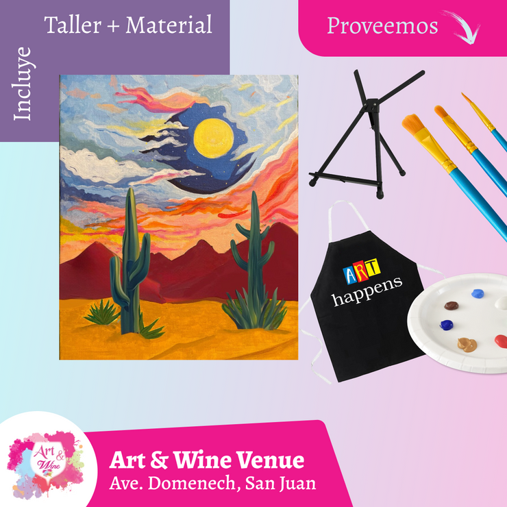 🎨¡Bring a Friend! Adquiere una taquilla y lleva otra gratis 🤩 - Taller de Arte en Art & Wine Venue - ✨Jueves, 04 de Septiembre en San Juan. ¡Lleva tu vino favorito!