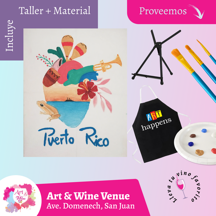 🎨¡Taller de arte en Art & Wine Venue 7pm - Miércoles, 29 de octubre en San Juan. ¡Lleva tu vino favorito!
