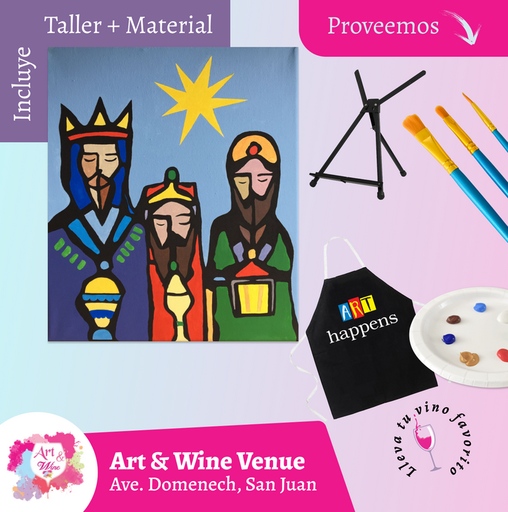 🎨¡Taller de arte en Art & Wine Venue 7pm - Jueves, 15 de Enero 2026 en San Juan. ¡Lleva tu vino favorito!