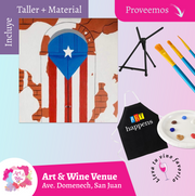 🎨¡Taller de arte en Art & Wine Venue 7pm - Miércoles, 21 de Enero 2026 en San Juan. ¡Lleva tu vino favorito!