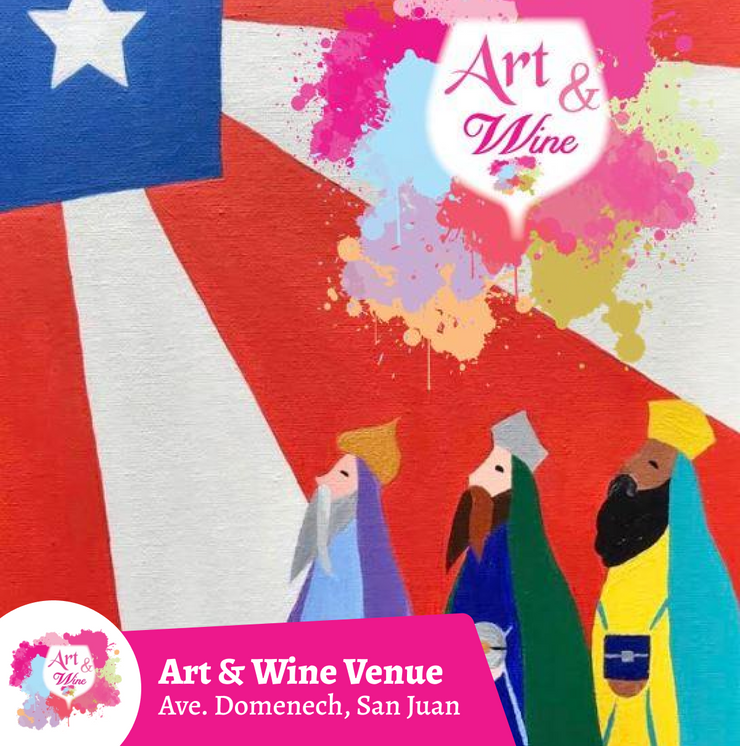 🎨¡Taller de arte en Art & Wine Venue 7pm - Miércoles, 07 de Enero 2026 en San Juan. ¡Lleva tu vino favorito!