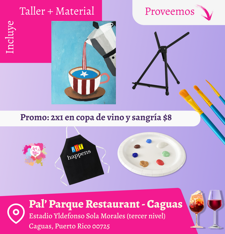 ¡Nuevo Restaurante en Caguas! ✨Pal’ Parque Restaurant and Sport Bar 🎨 Taller de arte 🎨 2X1 EN SANGRÍA Y VINO- 7pm Jueves, 09 de octubre