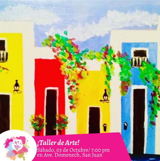 🎨¡Taller de arte en Art & Wine Venue 7pm - Sábado, 03 de Octubre 2026 en San Juan. ¡Lleva tu vino favorito!