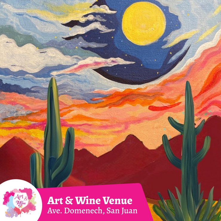 ¡Sal de la rutina! Taller de Arte en Art & Wine Venue - Viernes, 14 de Junio en San Juan. ¡Vino disponible solo en el local, ya sea en copa o botella!