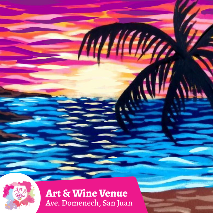 ¡Sal de la rutina! Taller de Arte en Art & Wine Venue - Jueves, 20 de Junio en San Juan. ¡Vino disponible solo en el local, ya sea en copa o botella!