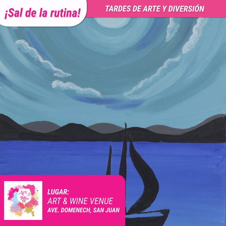 ☀️¡TARDES DE ARTE!☀️ - Taller de Arte en Art & Wine Venue - 2pm-  Sábado,  30 de Marzo en San Juan. ¡Vino disponible solo en el local, ya sea en copa o botella!