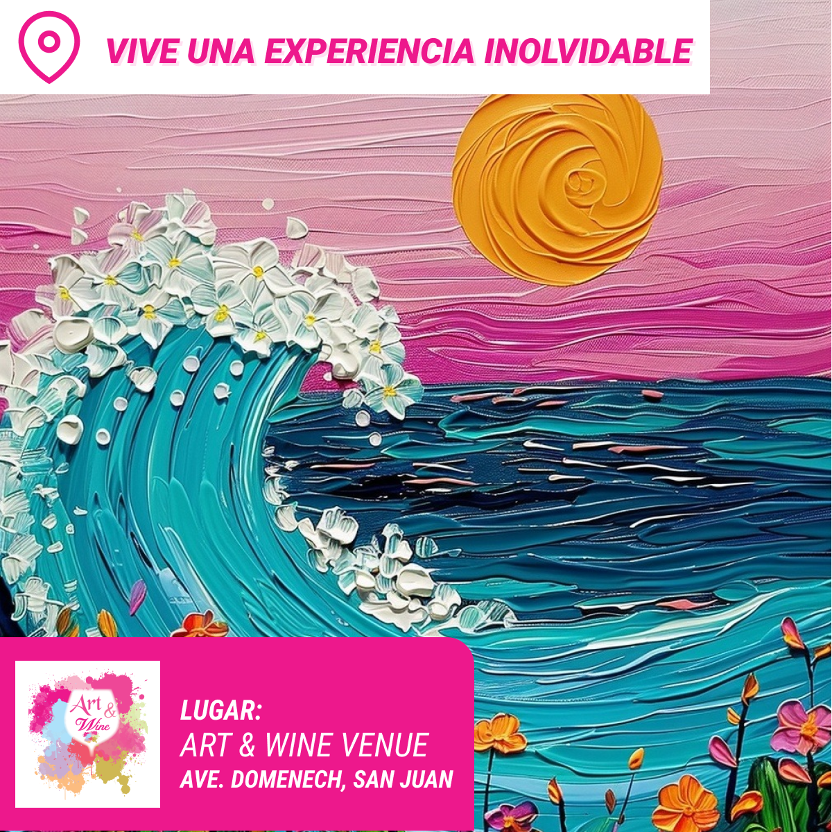 🎨¡Bring a Friend! Compra una taquilla y lleva otra gratis 🤩 - Taller de Arte en Art & Wine Venue - ✨Jueves, 22 de Octubre en San Juan. ¡Lleva tu vino favorito!