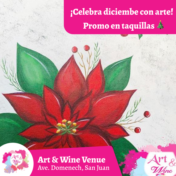 ✨Celebra diciembre con arte 🎄🎨Taller de arte en Art & Wine Venue 7pm -  Jueves, 26 de diciembre en San Juan. ¡Lleva tu vino favorito!