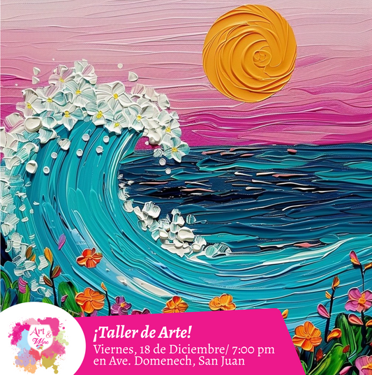 🎨¡Taller de arte en Art & Wine Venue 7pm - Viernes, 18 de Diciembre 2026 en San Juan. ¡Lleva tu vino favorito!