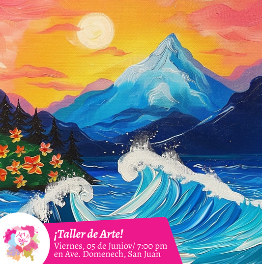 🎨¡Taller de arte en Art & Wine Venue 7pm - Viernes, 5 de Junio 2026 en San Juan. ¡Lleva tu vino favorito!