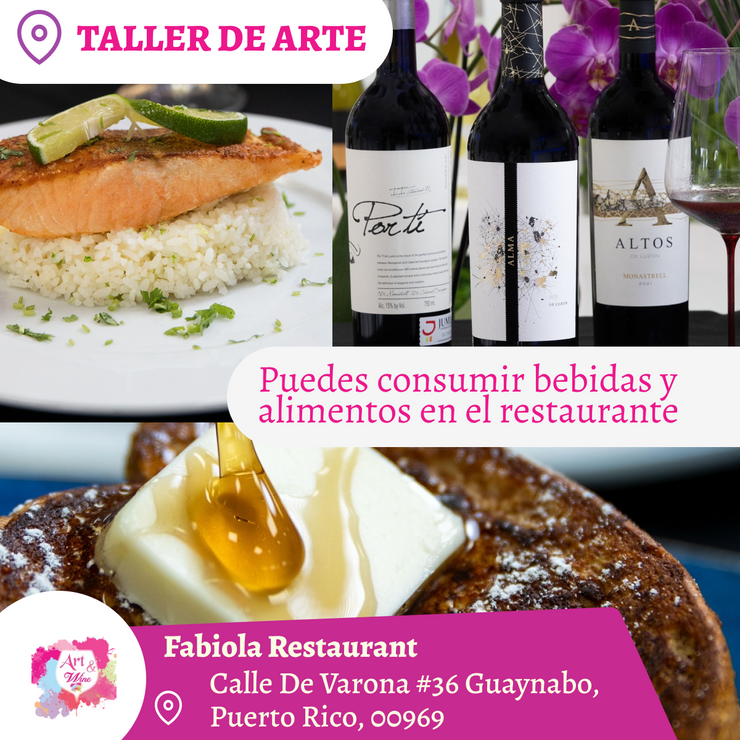🎨 Nuevo taller de arte 🎨✨Fabiola Restaurant ✨ Promo en copa de vino o cosmopolitan🍹 - 7pm-  Miércoles,  14 de mayo
