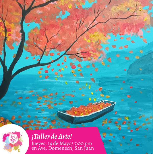 🎨¡Taller de arte en Art & Wine Venue 7pm - Jueves, 14 de Mayo 2026 en San Juan. ¡Lleva tu vino favorito!