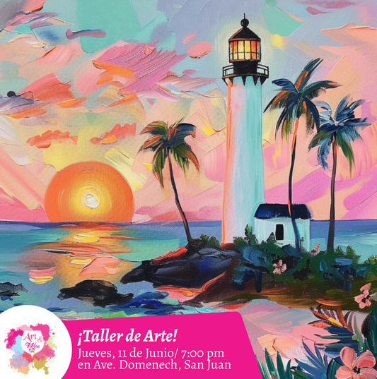 🎨¡Taller de arte en Art & Wine Venue 7pm - Jueves, 11 de Junio 2026 en San Juan. ¡Lleva tu vino favorito!