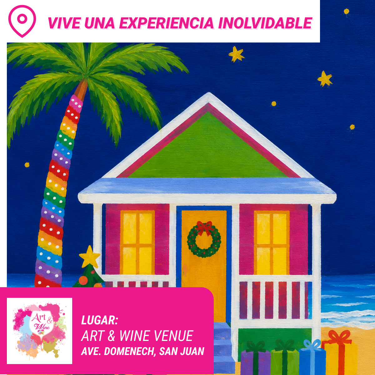 🎨¡Bring a Friend! Compra una taquilla y lleva otra gratis 🤩 - Taller de Arte en Art & Wine Venue - ✨Miércoles, 18 de Noviembre en San Juan. ¡Lleva tu vino favorito!