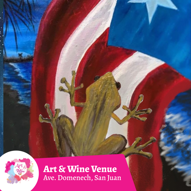 🎨Taller de arte en Art & Wine Venue 7pm -  Jueves, 5 de junio en San Juan. ¡Lleva tu vino favorito!