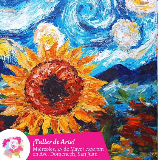 🎨¡Taller de arte en Art & Wine Venue 7pm - Miércoles, 27 de Mayo 2026 en San Juan. ¡Lleva tu vino favorito!
