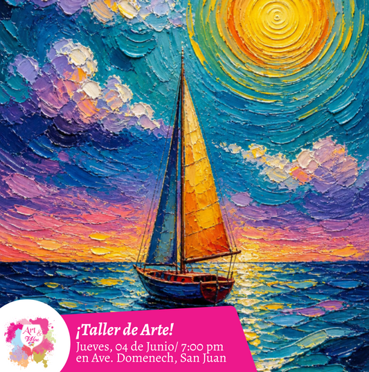 🎨¡Taller de arte en Art & Wine Venue 7pm - Jueves, 4 de Junio 2026 en San Juan. ¡Lleva tu vino favorito!