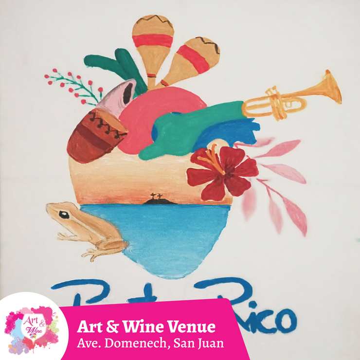🎨¡Taller de arte en Art & Wine Venue 7pm - Miércoles, 29 de octubre en San Juan. ¡Lleva tu vino favorito!