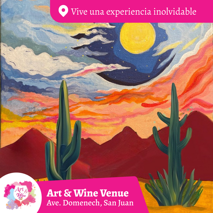 🎨¡Bring a Friend! Adquiere una taquilla y lleva otra gratis 🤩 - Taller de Arte en Art & Wine Venue - ✨Jueves, 04 de Septiembre en San Juan. ¡Lleva tu vino favorito!