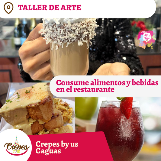 ✨ 🎨Taller de arte en ✨Crepes by us - Caguas✨ Promo en mimosas 🍹  - 7pm- Sábado, 12 de Septiembre 2026