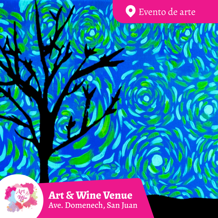 🎨¡Glow in the Dark! Sábado, 17 de Enero 2026 en Art & Wine Venue - San Juan -¡Lleva tu vino favorito! 7pm