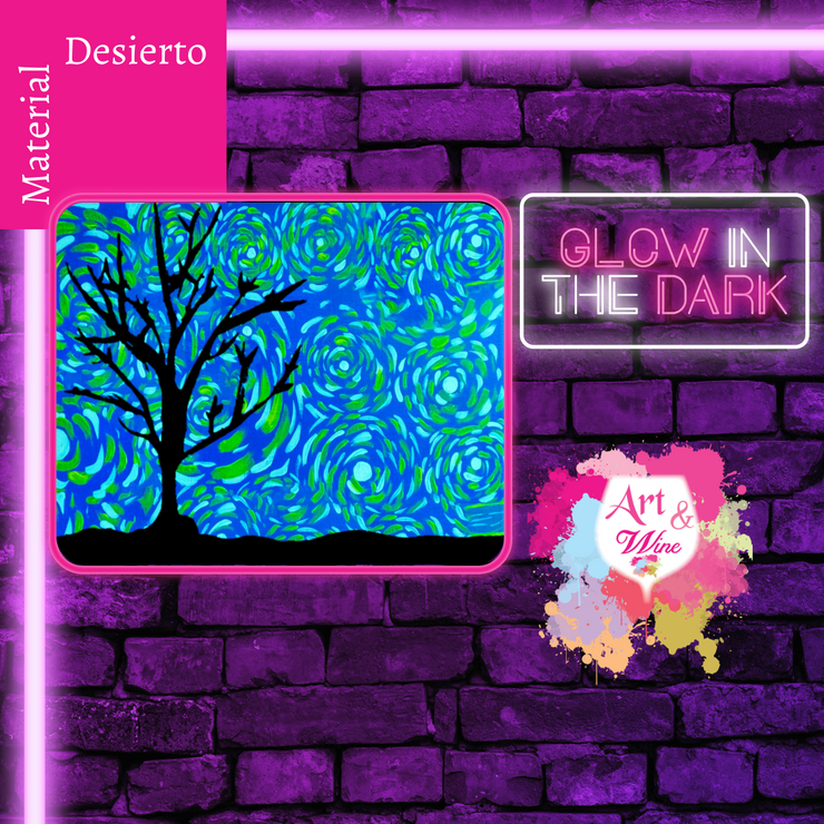 🎨¡Glow in the Dark! Sábado, 17 de Enero 2026 en Art & Wine Venue - San Juan -¡Lleva tu vino favorito! 7pm