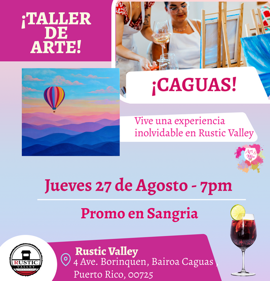 🎨¡ Nuevo Taller de arte en Rustic Valley - Caguas - 7pm - Jueves, 27 de Agosto