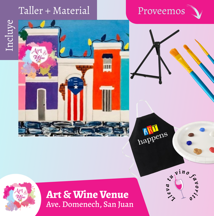 🎨¡Taller de arte en Art & Wine Venue 7pm - Viernes, 09 de Enero 2026 en San Juan. ¡Lleva tu vino favorito!