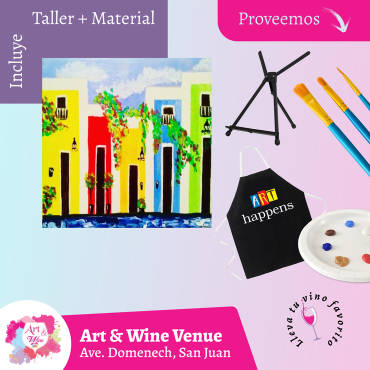🎨¡Taller de arte en Art & Wine Venue 7pm - Viernes, 19 de septiembre en San Juan. ¡Lleva tu vino favorito!