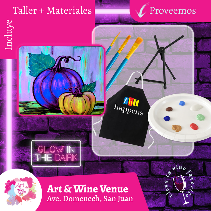 🎨¡Glow in the Dark! Sábado, 18 de octubre en Art & Wine Venue - San Juan -¡Lleva tu vino favorito!