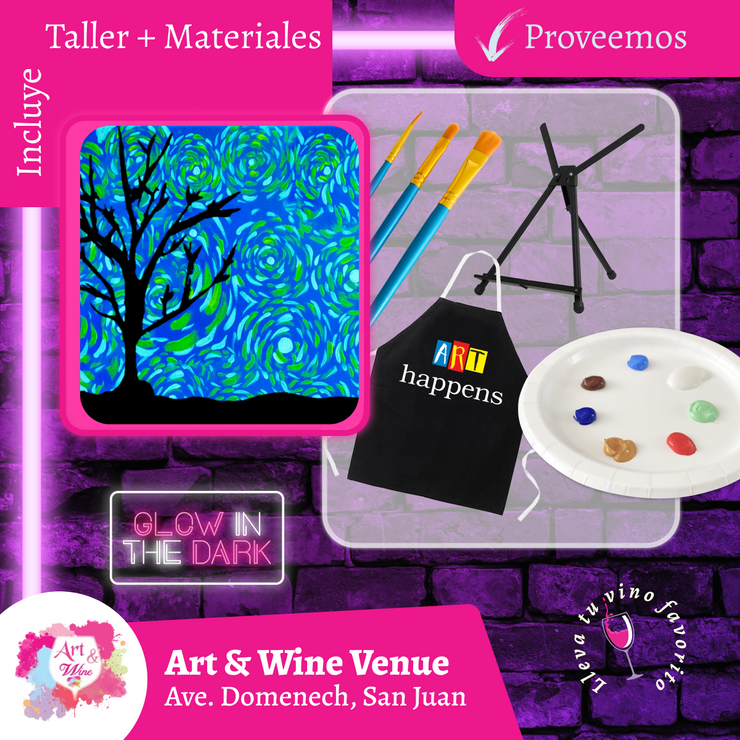 🎨¡Glow in the Dark! Sábado, 13 de septiembre en Art & Wine Venue - San Juan -¡Lleva tu vino favorito!