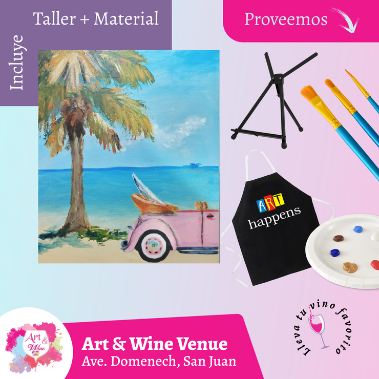 🎨¡Taller de arte en Art & Wine Venue 7pm - Miércoles, 17 de septiembre en San Juan. ¡Lleva tu vino favorito!