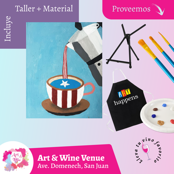 🎨¡Taller de arte en Art & Wine Venue 7pm - Miércoles, 5 de noviembre en San Juan. ¡Lleva tu vino favorito!