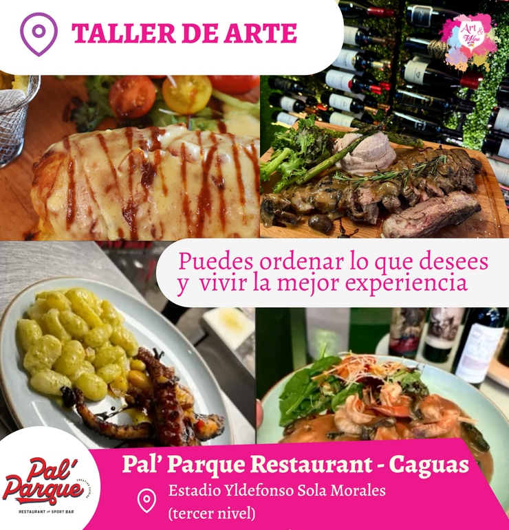 ¡Nuevo Restaurante en Caguas! ✨Pal’ Parque Restaurant and Sport Bar 🎨 Taller de arte 🎨 2X1 EN SANGRÍA Y VINO- 7pm Jueves, 09 de octubre