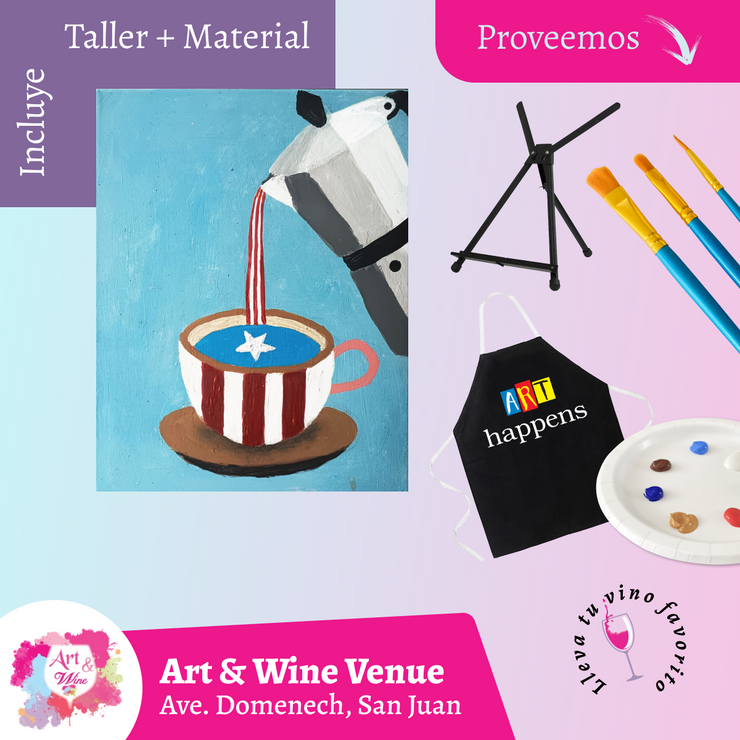 🎨¡Taller de arte en Art & Wine Venue 7pm - Viernes, 24 de octubre en San Juan. ¡Lleva tu vino favorito!